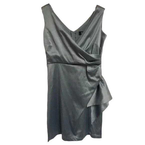 Alyn Paige NY Designer Sleeveless Silver Gray Silky Mini Party Dress, Size 3/4 - Picture 1 of 10